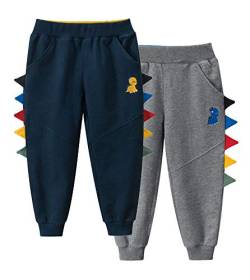 TOKYMOON 2er Pack Kinder Jogginghose Jungen Baumwolle Sweathose Dinosaurier Karikatur Gedruckt Hosen Kinder Sporthose Jogger Hose Jogger Pants 1-7 Jahre Dinosaurier 3 100 von TOKYMOON