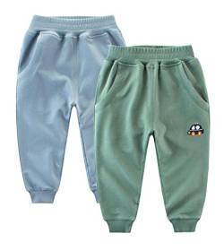 TOKYMOON 2er Pack Kinder Jogginghose Jungen Baumwolle Sweathose Dinosaurier Karikatur Gedruckt Hosen Kinder Sporthose Jogger Hose Jogger Pants 1-7 Jahre Wagen 1 110 von TOKYMOON