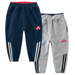 TOKYMOON 2er Pack Kinder Jogginghose Jungen Baumwolle Sweathose Dinosaurier Karikatur Gedruckt Hosen Kinder Sporthose Jogger Hose Jogger Pants 1-7 Jahre Wagen 2 100 von TOKYMOON