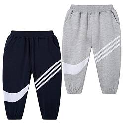 TOKYMOON 2er Pack Kinder Jogginghose Jungen Kinder Hosen Jungs Baumwolle Sweathose Dinosaurier Hosen Sporthose Jogger Pants Hose Babyhose Jogginghose 1-7 Jahre Königsblau + Grau 86-92 von TOKYMOON