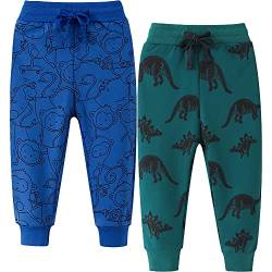 TOKYMOON 2er Pack Kinder Junge Sweathose Kids Karikatur Drucken Sporthose Jogger Pants Hose Babyhose Warm Jogginghose Jungen Mädchen Jogginghose Baumwolle Kinder Sweathose Blau+Grün 98-104 von TOKYMOON