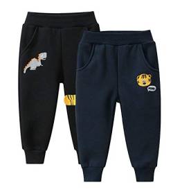 TOKYMOON 2er Pack Kinder Junge Sweathose Kids Karikatur Drucken Sporthose Jogger Pants Hose Babyhose Warm Jogginghose Jungen Mädchen Jogginghose Baumwolle Kinder Sweathose Tiger + Dinosaurier 98-104 von TOKYMOON