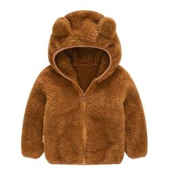 TOKYMOON Baby Mädchen Jungen Jacke Bärenohren Kapuzen Oberbekleidung Fleece Kapuzenjacke Reißverschluss Bärenmantel Warmer Fleece Wintermantel für Kleinkinder Winter Fleece Jacke Khaki 100 von TOKYMOON