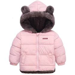 TOKYMOON Baby Winterjacke Mäntel Ohren Mit Kapuze Schneeanzug Jungen Mädchen Jacke Baby Kinder Leichter Mantel Warm Steppjacke Kleinkind Wintermantel Jacken Plüschjacke Rosa 90 von TOKYMOON