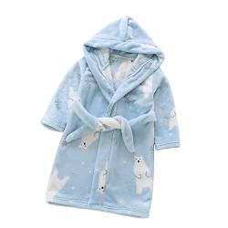 TOKYMOON Bademantel Kinder mit Kapuze für Jungen Mädchen Bademäntel Morgenmantel warmen und weichen Pyjama Nachtwäsche Jungen Flanell Fleece Bademantel Kleinkind Hoodie Roben Eisbär 120 von TOKYMOON