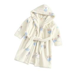 TOKYMOON Bademantel Kinder mit Kapuze für Jungen Mädchen Bademäntel Morgenmantel warmen und weichen Pyjama Nachtwäsche Jungen Flanell Fleece Bademantel Kleinkind Hoodie Roben Gelber Hase 100 von TOKYMOON