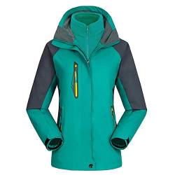 TOKYMOON Damen 3-in-1 Jacke Wasserdicht Fleece Gefüttert Kapuzenmantel für Winter Outdoor Ski Sports Wasserdicht Winddicht Atmungsaktiv Winterjacke mit Kapuze Abnehmbare Outdoor Jacke (L, Grün) von TOKYMOON