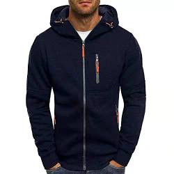 TOKYMOON Hoodie Herren Kapuzenpullover mit Reißverschluss Sweatshirt Sweatjacke Pullover Herren Zip up Langarm Hoodie mit Kapuze Casual Fitness Sport Kapuzenjacke Kapuzenpulli Dunkelblau 4XL von TOKYMOON