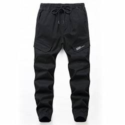 TOKYMOON Jungen Funktionshose Cargo Jogginghose Outdoor Jungen Jogger Hose Kinder Cargohose Jogginghose mit Gummizug Kinder Jungen Cargohose Jogginghose mit elastischem Bund Schwarz 170 von TOKYMOON