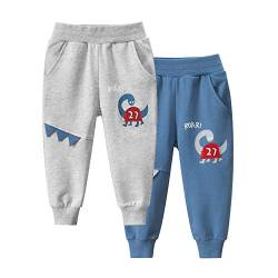 TOKYMOON Jungen Jogginghose Baumwolle Kinder Sweathose Dinosaurier Gedruckt Freizeithose 2er Pack Kinder Junge Sweathose Kids Sporthose Jogger Pants Hose Babyhose Jogginghose Dinosaurier 100 von TOKYMOON