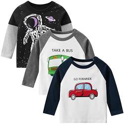 TOKYMOON Jungen Langarmshirt T Shirt Sweatshirt Bedrucktes Baumwolle Oberteil Frühling Herbst 1-7 Jahre 3er Pack Langarm Tshirt Kinder Baumwoll Jungen Tshirt Kaktus 104 von TOKYMOON