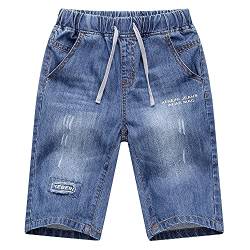 TOKYMOON Jungen Shorts Kinder Jungen Kurze Hosen Kinder Jungen Jeans Shorts Kurze Hose Kinder Sommer Jeanshose Jeansshorts mit aufgerolltem Saum und Gummizug Blau 3 130 von TOKYMOON