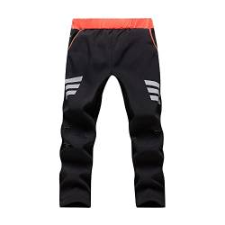 TOKYMOON Jungen Softshellhose Kinder Softshellhose Gefüttert Skihose mit Reflektor Thermohose Wasserdicht Winter Schneehose Atmungsaktiv Warm Hose Mädchen Wanderhose Outdoorhose Schwarz 3XL von TOKYMOON