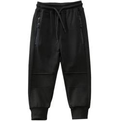 TOKYMOON Jungen Sporthose Gefütterte Jogger Pants Jogginghose Kinder Sweathose Thermo Hose Streetwear Sweatpants Schwarz 1 150 von TOKYMOON