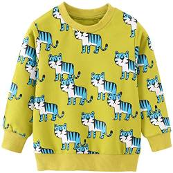 TOKYMOON Jungen Sweatshirt Kinder Warme Pullover Baumwolle Activewear Kinder Dinosaurier Pullover Digger T-Shirt Langarmshirt für Kinder Jungen Sweatshirt Pullover 1-7 Jahre Tiger 4T von TOKYMOON