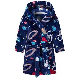 TOKYMOON Kinder Bademantel Jungen Mädchen Fleece Hoodie Roben Bademantel Kinder mit Kapuze Morgenmantel kuschelig Flauschig warmen und weichen Pyjamas Kleinkind Astronaut 120 von TOKYMOON