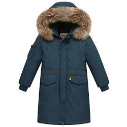 TOKYMOON Kinder Daunenjacken Winterjacke Jungen Lang Parka Jacken für Jungen Mädchen Mäntel warm Wintermantel Daunenmantel mit Kapuze Warm Outdoorjacke Dunkelgrün 116-122 von TOKYMOON