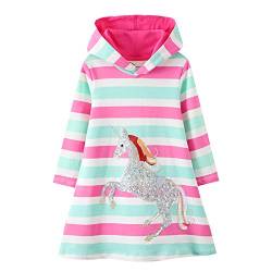 TOKYMOON Kinder Kapuzenpullover Mädchen Kapuzenkleid Langarm Baumwolle Pullover Hoodies Sweatshirt Kleid Freizeit Tops Herbst Winter Mädchen Kinder Kleid 2 3 4 5 6 7 Jahre Einhorn 2T von TOKYMOON