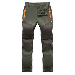 TOKYMOON Kinder Outdoorhose Wanderhose Zip Off Hose abnehmbare hosebeine Shorts Trekkinghose Unisex Jugend Mädchen 2-in-1-Funktionshose Sommer mit Gürtel Schnelltrocknend Atmungsaktiv Armeegrün 140 von TOKYMOON