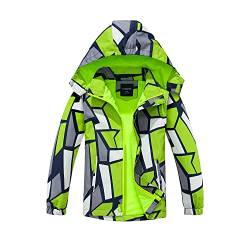 TOKYMOON Kinder Regenjacke Jungen Übergangsjacke Dinosauriern Wasserdicht Outdoorjacke Winddicht mit Kapuzen Jacke Jungen Gefütterte Regenjacke Softshelljacken Grau 140 von TOKYMOON