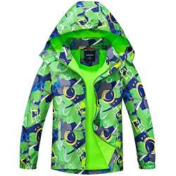 TOKYMOON Kinder Regenjacke Jungen Übergangsjacken für Jungs Wasserdicht Jacke mit Kapuze Winddicht Softshelljacken mit Muster Jacke Gefütterte Regenmantel Skateboard 104-110 von TOKYMOON