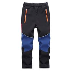 TOKYMOON Kinder Softshellhose Gefüttert Skihose Warm Thermohose Winter Wasserdicht Winddicht Schneehose Jungen Mädchen Wanderhose Outdoorhose Atmungsaktiv Regenhose Sporthose Schwarz + Dunkelblau 170 von TOKYMOON