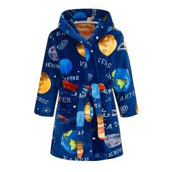 TOKYMOON Mädchen Bademantel Kinder Jungen Fleece Hoodie Roben Kleinkind Flauschig warmen weichen Pyjama Nachtwäsche Bademantel Kinder mit Kapuze Morgenmantel Flanellmantel Blauer Planet 170 von TOKYMOON