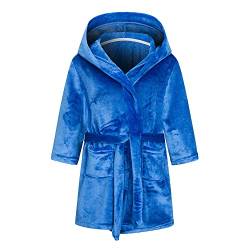 TOKYMOON Mädchen Bademantel Kinder Jungen Fleece Hoodie Roben Kleinkind Flauschig warmen weichen Pyjama Nachtwäsche Bademantel Kinder mit Kapuze Morgenmantel Flanellmantel Dunkelblau 120 von TOKYMOON