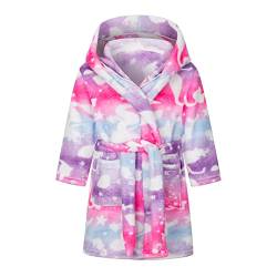 TOKYMOON Mädchen Bademantel Kinder Jungen Fleece Hoodie Roben Kleinkind Flauschig warmen weichen Pyjama Nachtwäsche Bademantel Kinder mit Kapuze Morgenmantel Flanellmantel Rosa + Lila 130 von TOKYMOON