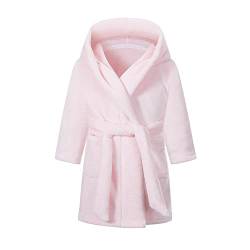 TOKYMOON Mädchen Bademantel Kinder Jungen Fleece Hoodie Roben Kleinkind Flauschig warmen weichen Pyjama Nachtwäsche Bademantel Kinder mit Kapuze Morgenmantel Flanellmantel Rosa 120 von TOKYMOON