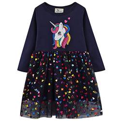 TOKYMOON Mädchen Kleid Einhorn Gedruckt Herbst Winter Prinzessin Freizeit Knielang Langarm Kleid Mädchen Kleider Langarmshirt mädchen Casual Baumwolle Pullover Gr. 80-128 Einhorn 5T von TOKYMOON