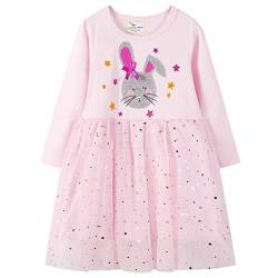 TOKYMOON Mädchen Kleid Einhorn Gedruckt Herbst Winter Prinzessin Freizeit Knielang Langarm Kleid Mädchen Kleider Langarmshirt mädchen Casual Baumwolle Pullover Gr. 80-128 Hase 6T von TOKYMOON