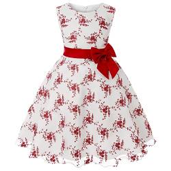 TOKYMOON Mädchen Kleider Partei Kleider Elegant Kinder Kleider Mädchen Prinzessin Kleid Geburtstags Hochzeits Tüll Kleid Mädchen Formale Kleider Kleid Blumenmädchen Formale Kleid Rot 110 von TOKYMOON