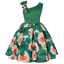 TOKYMOON Mädchen Kleider Partei Kleider Elegant Kinder Prinzessin Kleid Kinder Hochzeits Geburtstag Kleid Blumenmädchen Formale Kleid Kinder Vintage Kleider Mädchen Rockabilly Kleid Grün 110 von TOKYMOON