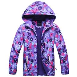 TOKYMOON Mädchen Regenjacke Wasserdicht Jacke Übergangsjacke Regenjacke mit Fleece Fütterung Warm Winddicht Atmungsaktiv Wanderjacke Outdoorjacke Softshelljacke Kinder Lila 122-128 von TOKYMOON