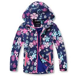 TOKYMOON Mädchen Regenjacke Wasserdicht Jacke Übergangsjacke Regenjacke mit Fleece Fütterung Warm Winddicht Atmungsaktiv Wanderjacke Outdoorjacke Softshelljacke Kinder Navy blau 134-140 von TOKYMOON