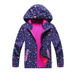 TOKYMOON Mädchen Regenjacke Wind und Wasserdicht Übergangsjacke Kinder Mädchen Jacke mit Fleecefütterung Übergangsjacke Softshelljacken Kapuzenjacke Wanderjacke Outdoorjacke Pentagramm 110 von TOKYMOON