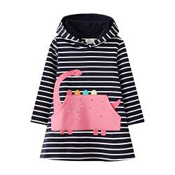 TOKYMOON Mädchen Sweatshirt Langarm Top Baumwolle Langarmshirt Herbst Winter Freizeit Pullover Hoodie Sweatshirt Mädchen Kleider Langarm Baumwolle Kinder Kleid Kapuzenpullover Schwarz + Rosa 4 Jahre von TOKYMOON