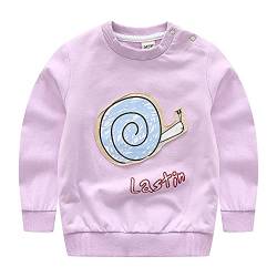 TOKYMOON Mädchen Sweatshirt für Kinder Baumwolle Top Casual Jumper Kleinkind Langarm Pullover Sweat Tops Langarmshirts Mädchen T-Shirts Pullover Lange Ärmel Shirt Lila Schnecken 116-122 von TOKYMOON