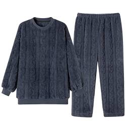 TOKYMOON Schlafanzug Damen Flanell Fleece Zweiteiliger Pyjama Damen Hausanzug Freizeitanzug Kuschelige und Warmes Loungewear Damen Frauen Nachtwasche für Herbst Winter Sleepwear Denim blau M von TOKYMOON