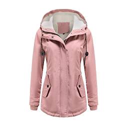 TOKYMOON Wintermantel Damen Lang Winterparka Dicker Warm Wintermantel mit Kapuze Tasche gefüttert Mantel Winter Jacke Outdoor Jacke für Winter Kapuzenmantel Winterjacke Rosa 4XL von TOKYMOON