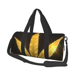 Beach Surf Runde Reisegepäcktasche mit großem Fassungsvermögen, geeignet für Training, Reisen, viele Outdoor-Aktivitäten, Golden Cannabis, Einheitsgröße von TOLKAT