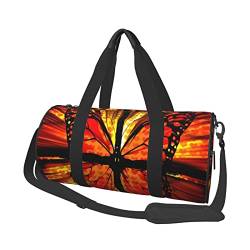 Ladybug Runde große Reisegepäcktasche, geeignet für Training, Reisen, viele Outdoor-Aktivitäten, Orange, Schmetterling, Einheitsgröße von TOLKAT