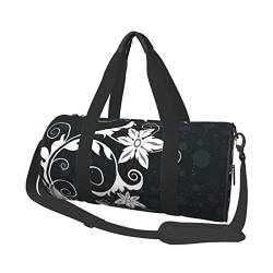 Reisegepäcktasche, Rosenmotiv, rund, groß, geeignet für Training, Reisen, viele Outdoor-Aktivitäten, Abstrakte Boho-Blumen, Einheitsgröße von TOLKAT