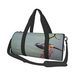 Reisegepäcktasche, groß, für Training, Reisen, viele Outdoor-Aktivitäten, Schwarz und Weiß gepunktet, Vögel Herbst, Einheitsgröße von TOLKAT
