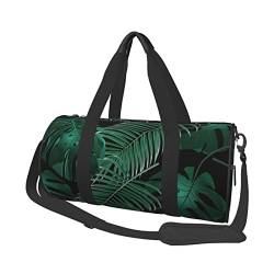 Reisegepäcktasche mit Musiknoten, rund, groß, geeignet für Training, Reisen, viele Outdoor-Aktivitäten, Schwarz / Weiß, Bananenblatt-Grün, Einheitsgröße von TOLKAT