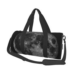 Reisegepäcktasche mit Musiknoten, rund, groß, geeignet für Training, Reisen, viele Outdoor-Aktivitäten, Schwarz / Weiß, Mond, Einheitsgröße von TOLKAT