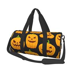 Reisegepäcktasche mit Pfauenfedern, rund, großes Fassungsvermögen, geeignet für Training, Reisen, viele Outdoor-Aktivitäten, Halloween-Kürbismuster, Einheitsgröße von TOLKAT