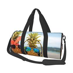 Runde Reisegepäcktasche mit Dampfzug, große Kapazität, geeignet für Training, Reisen, viele Outdoor-Aktivitäten, Beach Two Ananas Sea, Einheitsgröße von TOLKAT