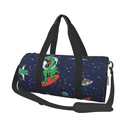 Runde Reisegepäcktasche mit Dampfzug, große Kapazität, geeignet für Training, Reisen, viele Outdoor-Aktivitäten, Lustiger Astronauten-Dinosaurier-Rakete, Einheitsgröße von TOLKAT